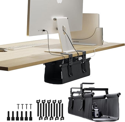 Ascrono Original No Drill Under Desk Cable Management Tray 14.1" by Ascrono