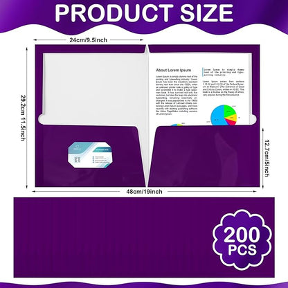 Yeaqee 200 Pack 2 Pockets Glossy Laminated Paper Folder First Day of School - Image 2