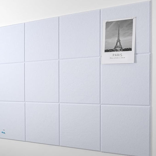 AKTOP White Cork Bulletin Board 47"x35", 12 Pack Removable Felt Cork Board Tiles by Buynow