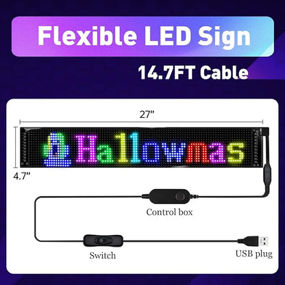 XIAOOHO Programmable LED Car Sign, Scrolling LED Sign, Flexible LED RGB Message - Image 4