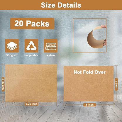Silunkia Brown Blank Note Cards and Envelopes 4 x 6 Heavyweight Single Panel - Image 2