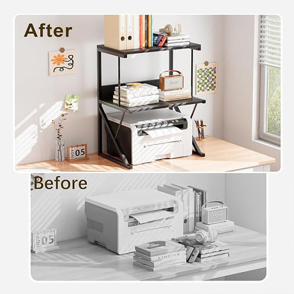 aboxoo Printer Stand for Desk, Desktop Printer Shelf Large 3-Tier Multi-Purpose - Image 2