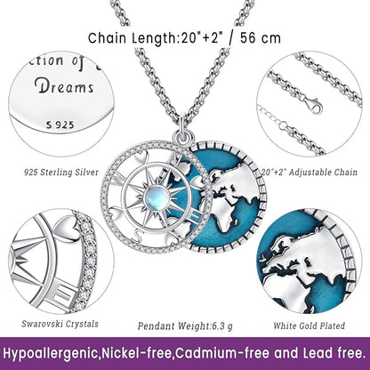 Compass Necklace for Women Men 925 Sterling Silver Pendant Urn Necklaces for - Image 5
