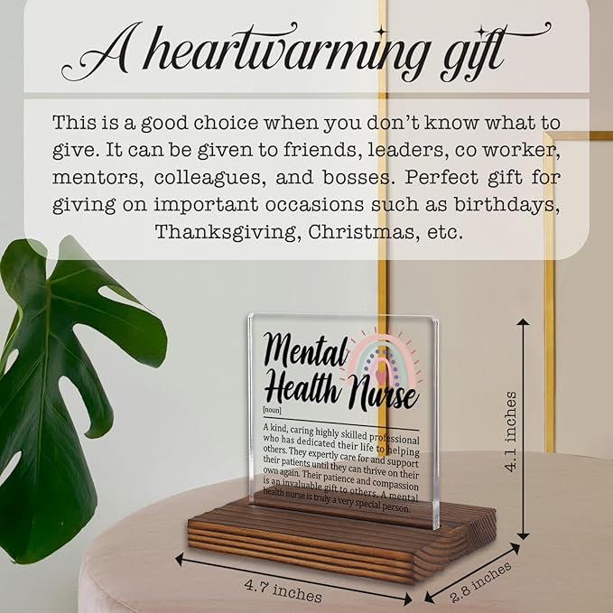 Mental Health Nurse Appreciation Gift Desk Sign, Thank You Plaque - Image 4