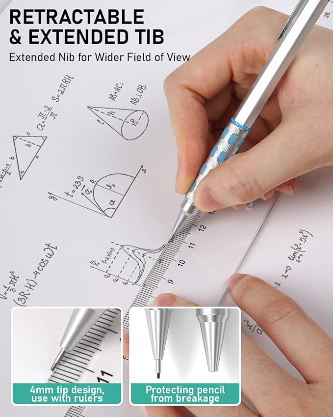 Nicpro Blocky Gear Metal Mechanical Pencil Set in Leather Case, 0.9&2mm Lead - Image 6