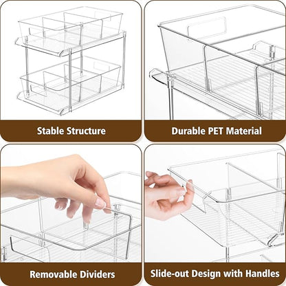 Fabspace 3-Pack Pull-Out Home Organizers, 2 Tier Clear Bathroom Organizer - Image 3