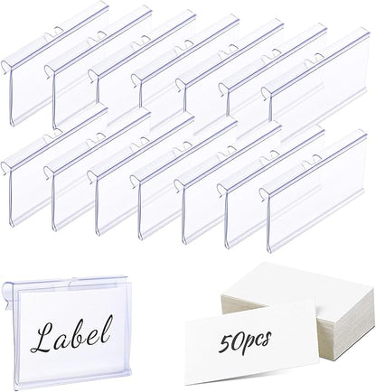 Meetory 50 Pcs Plastic Wire Shelf Label Holders, Retail Shop, Label Papers by Meetory