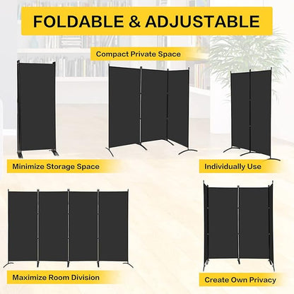 MAYOLIAH 4 Panel Privacy Screen Room Dividers 6FT Tall Portable Office Wall - Image 3