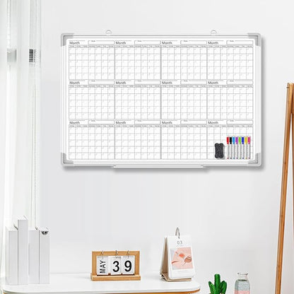 Lincia 36" x 24" Magnetic Horizontal Yearly 12 Month Dry Erase Calendar - Image 5