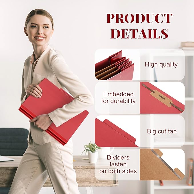 Skyygemm 48 Pcs Classification Folders Letter Size, 3 Divider Pressboard File - Image 5