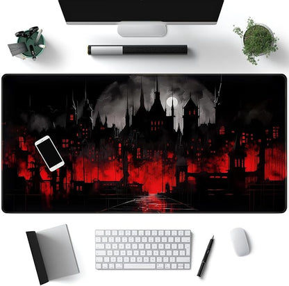 Black Castle Large Mouse Pad Red and Black Mousepad Gaming Playmat Game Mat by Mechanical+Cattle
