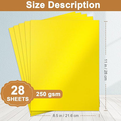 Silunkia 28 Sheets Shimmer Yellow Cardstock 8.5 x 11 Craft Paper, 250gsm/92lb - Image 2