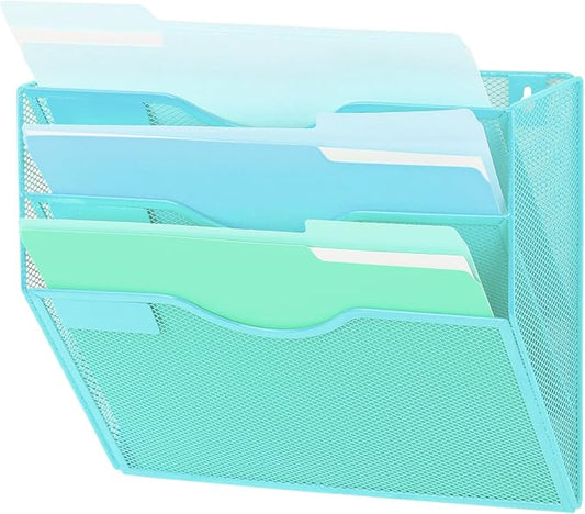 EASEPRES 3 Pocket Mesh Hanging Wall File Organizer, Wall Mounted Mail Paper by EASEPRES
