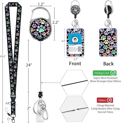Puppy Dog Paw Lanyards for Id Badges, Cute Retractable ID Badge Holder - Image 6