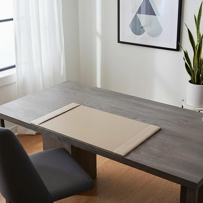 White Latte Bonded Leather 30" x 18" Side-Rail Desk Pad - Image 6