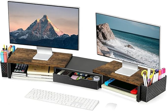 Spacrea Metal Desk Organizers and Accessories, Dual Monitor Stand Riser by Spacrea