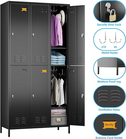 SUPEER 6 Doors Metal Locker for Employees - Image 4