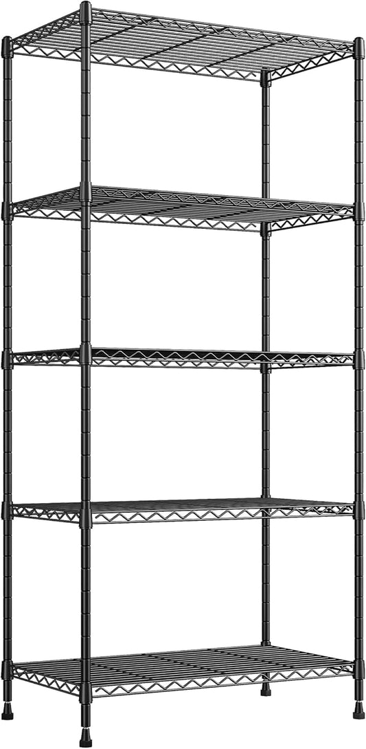 REIBII 5 Tier Storage Shelves Adjustable Wire Rack Shelving, Kitchen Shelves by REIBII