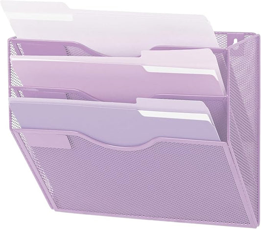 EASEPRES 3 Pocket Mesh Hanging Wall File Organizer, Wall Mounted Mail Paper by EASEPRES