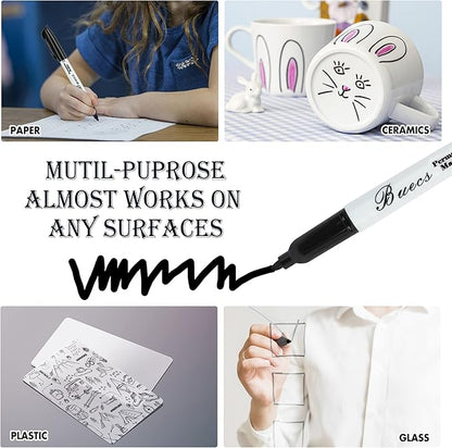Buecs Permanent Markers, Fine Point, Waterproof & Smear Proof Markers, Quick - Image 2