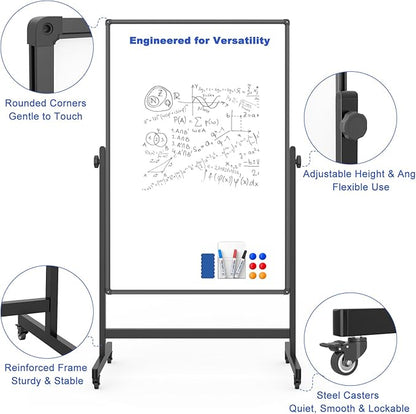 Rolling Whiteboard on Wheels, Double-Sided Magnetic Dry Erase Board - Image 3