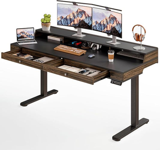 ONBRILL Standing Desk with Drawers, 55x23.6 Inch Electric Stand Up Desk with by ONBRILL
