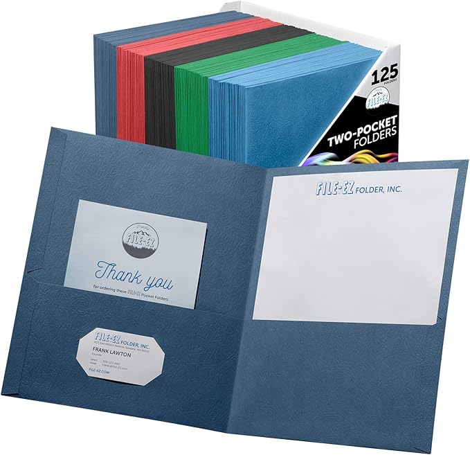 FILE-EZ Two-Pocket Folders, Textured Paper, Letter Size by FILE-EZ