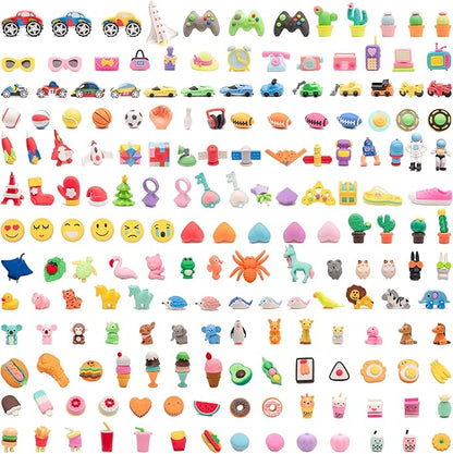 CLOCK KING 182pcs 3D Cute Kids Erasers, Random Desktop Pet Toys Gifts, by CLOCKKING