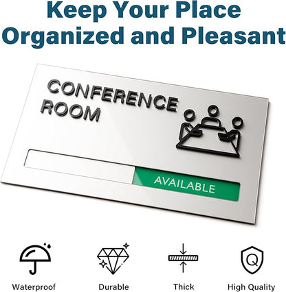 Conference Room Door Signs for Office, Meeting In Progress Door Sign, In Use - Image 2