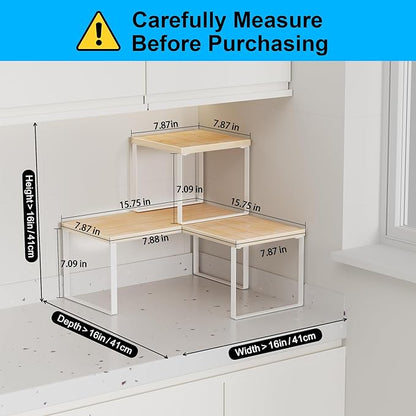 Golener Countertop Organizer Corner Shelf, 2 Tier Adjustable Stackable Corner - Image 3
