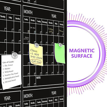 Magnetic Whiteboard Calendar Black Glass Board Yearly Calendar - Image 6