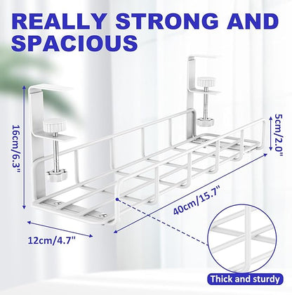 Under Desk Cable Management Tray, 31.5'' No Drill Steel Cable Tray Organizers - Image 6