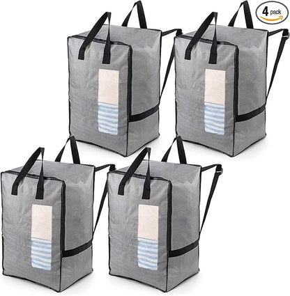TAILI 4 Pack Gray Moving Bags w/Adjustable Backpack Straps, Moving Supplies by TAILI