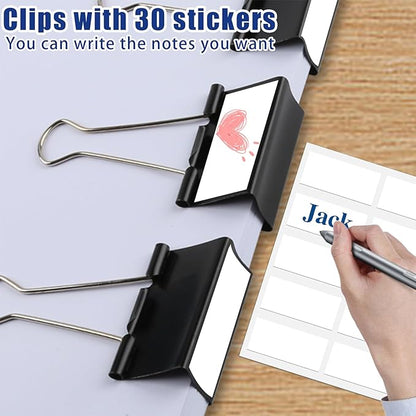 30 Pack Binder Clips with Labels, 2.4 Inch Extra Large Binder Clips Big Paper - Image 4