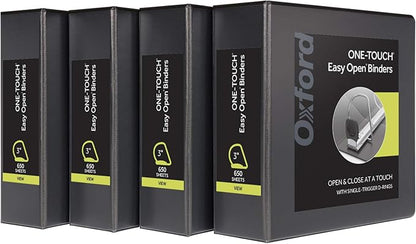 Oxford 3 Ring Binders, Binders for School and Office, 3 Inch ONE-Touch Easy by Oxford