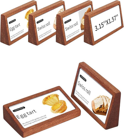 6 Pack Small Wood Price Tag Label Holder Tabletop Stand or Recline Small Sign by Unknown
