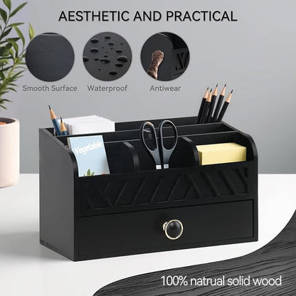 Desk Organizer with Drawer Mail Organizer Countertop Wood Desk Drawer Tabletop - Image 2