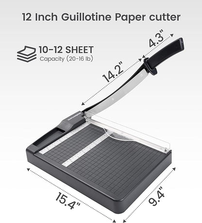 Paper Cutter, Paper Trimmer12" Cutting Length Heavy Duty Guillotine Paper Slicer - Image 4