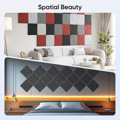 UNECHO 12 Pack 12" X 12" X 0.4" Acoustic Panels - Image 5