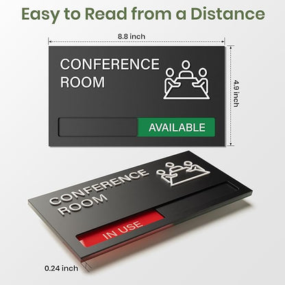 Conference Room Sign, Office Door Signs Do Not Disturb, In Use Available Slider - Image 3