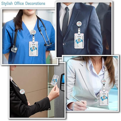 ID Badge Holder with Breakaway Lanyard, Cute Badge Reel Badge Clip Retractable - Image 3