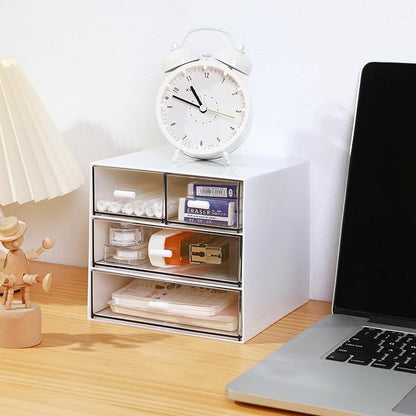 MILULUGO Makeup Organizer with 4 Drawers, Desk Organizer, Cosmetics Storage Box - Image 7