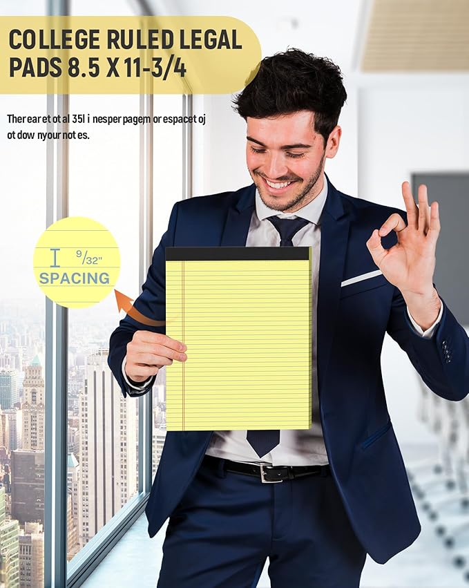 Legal Pads 8.5 x 11 College Ruled, 12 Pack Yellow Legal Note Pads 8.5 x 11 - Image 6