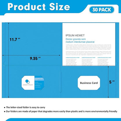 Two Pocket Folders, PANDRI 30 Pack 2 Pocket Folders, Letter Size Paper File - Image 2