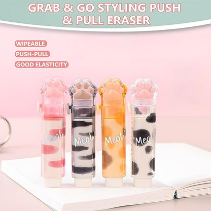 Retractable Pencil Eraser, Cute Erasers, Kawaii Cat Paw Eraser, Suitable - Image 2