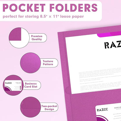 Two Pocket Folders, RAZCC 50 Pack 2 Pocket Folders Fit Letter Size Paper - Image 3