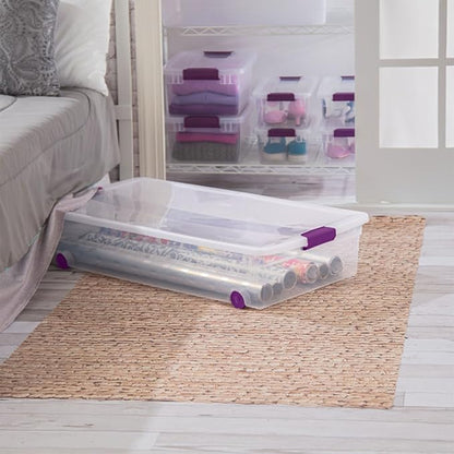 Sterilite 16-Pack 60 Quart ClearView Latch Box, Wheeled Underbed Organizer Bins - Image 6