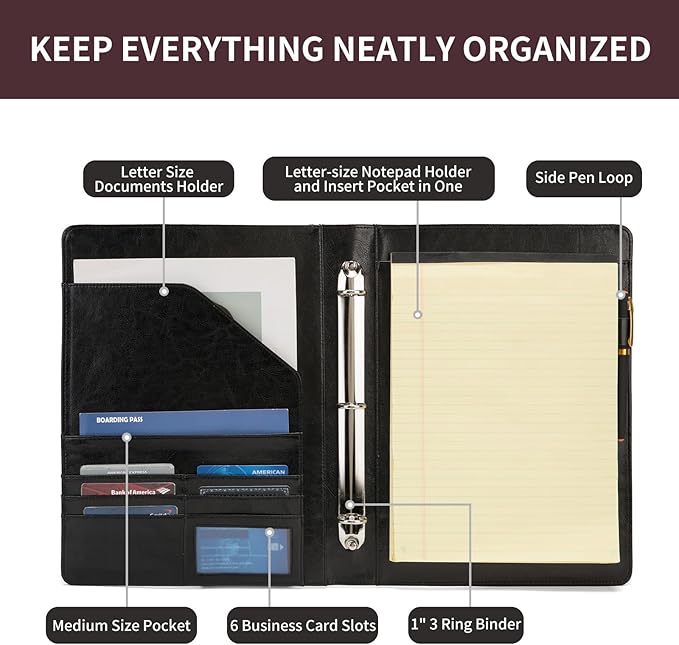 Geslun Personalized Vegan Leather 3 Ring Binder, Custom 8.5 x 11 Letter Size - Image 6