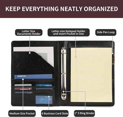 Geslun Personalized Vegan Leather 3 Ring Binder, Custom 8.5 x 11 Letter Size - Image 6