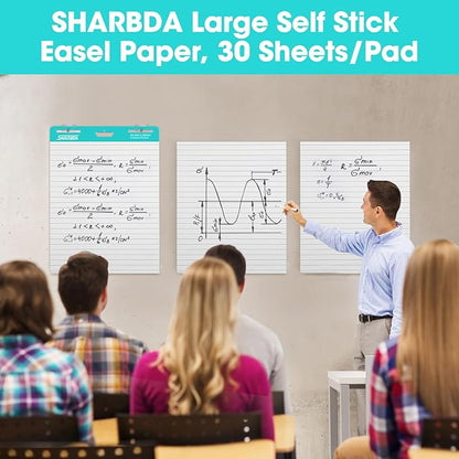SHARBDA Sticky Easel Pad, 25 * 30 inch, Self-Stick Flip Chart Paper, Super - Image 4